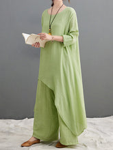 Wide Leg Pants Solid Color Two-Piece Women's Casual Suit
